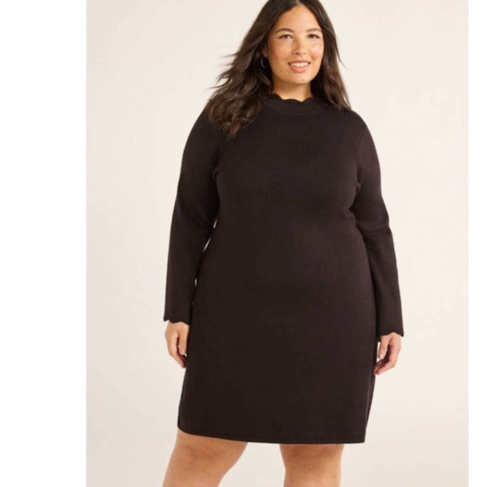 Free Assembly Black Long Sleeve Knit Bell Sleeve Dress Sz 2X NWT